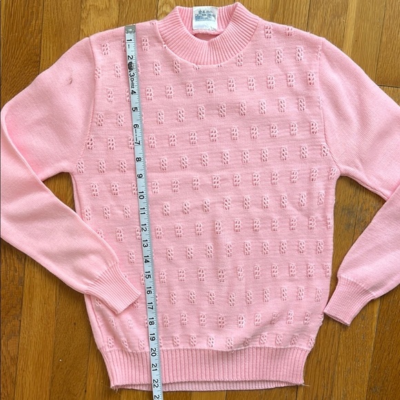 Vintage 80s Knit Mockneck Made in Ireland Bright Pink Women's Sweater Acrylic - Picture 15 of 15